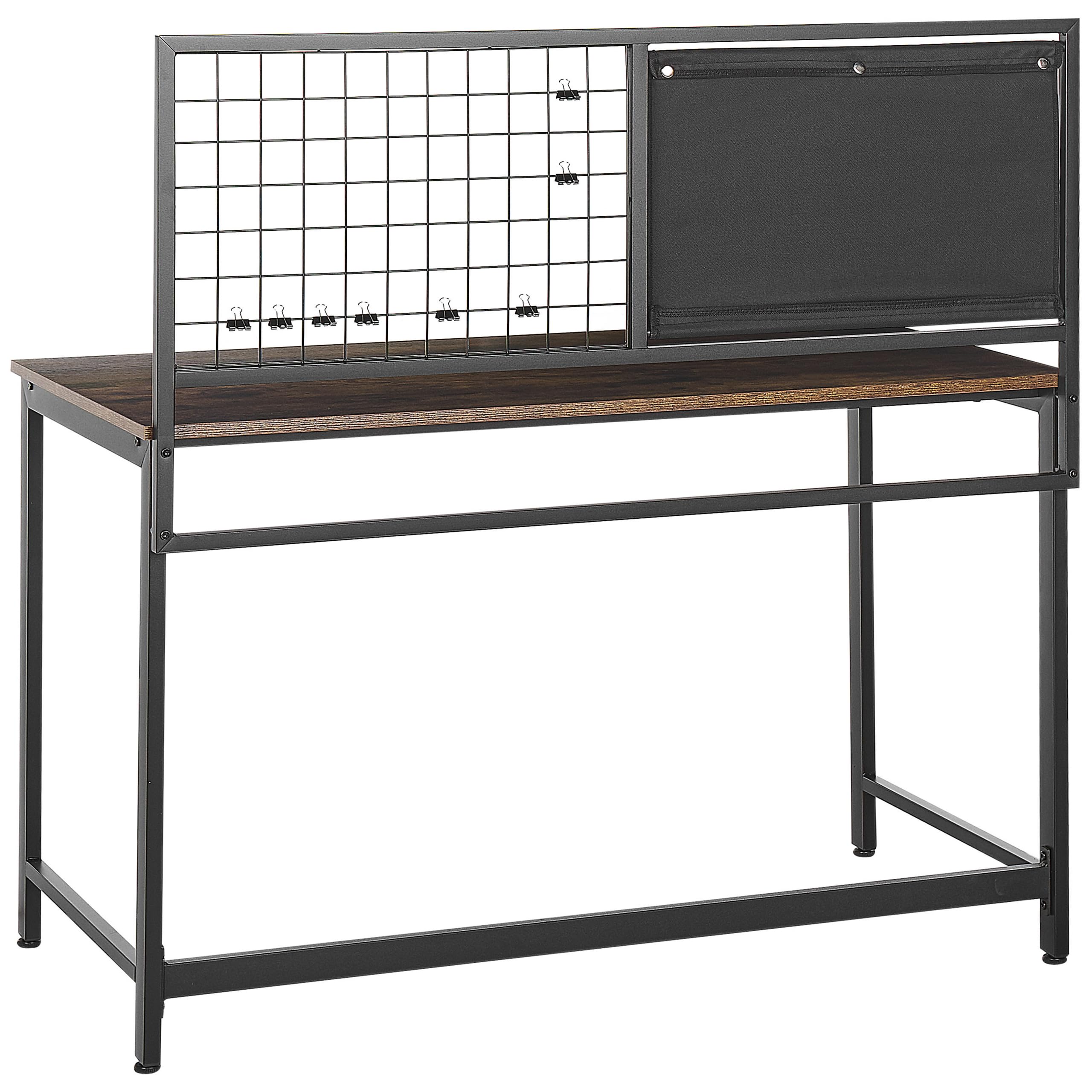 Beliani Scrivania compatta industriale smart working Effetto Legno Scuro con organizer