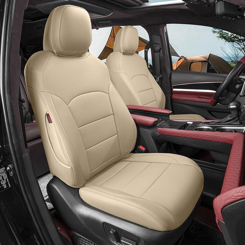Capa de Banco para Toyota Sienna 2011–2020, Couro Sintético Bege, Sob Medida para XLE e Limited, 7 Lugares, 2ª Fila com Apoio para Pernas, Kit Completo