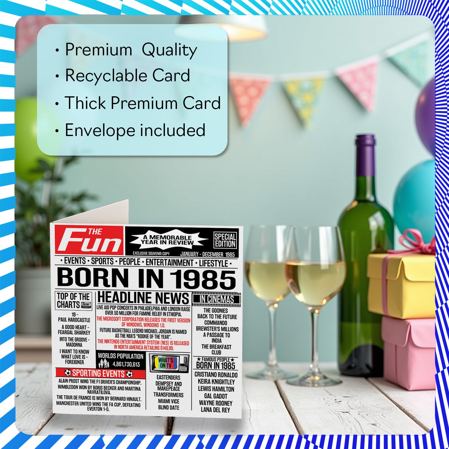 41st Birthday Cards for Men Women - Born In 1985 Newspaper - Happy 41 Birthday Card for Brother Sister Friends Vintage Retro Back In 1985, 145mm Bday Greeting Cards — view 3