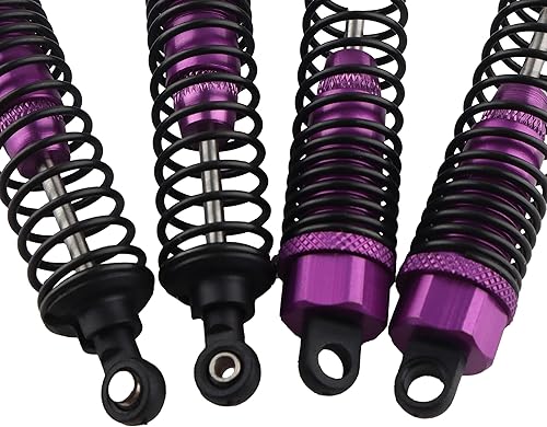 Miniatura 32 de 4 amortiguadores delanteros y traseros, suspensión ajustable de 3.858 in de aluminio para autos RC 1/10 HSP 94166 94106 94107 94155 94170 Buggy Rojo