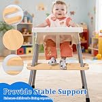High Chair Footrest Adjustable Height Non-Slip Natural Bamboo Baby Highchair Foot with 4 Rubber Ring 2 Blue Fixing Ring Rest Footstool Compatible with IKEA ANTILOP High Chairs Accessories(Log color,1)
