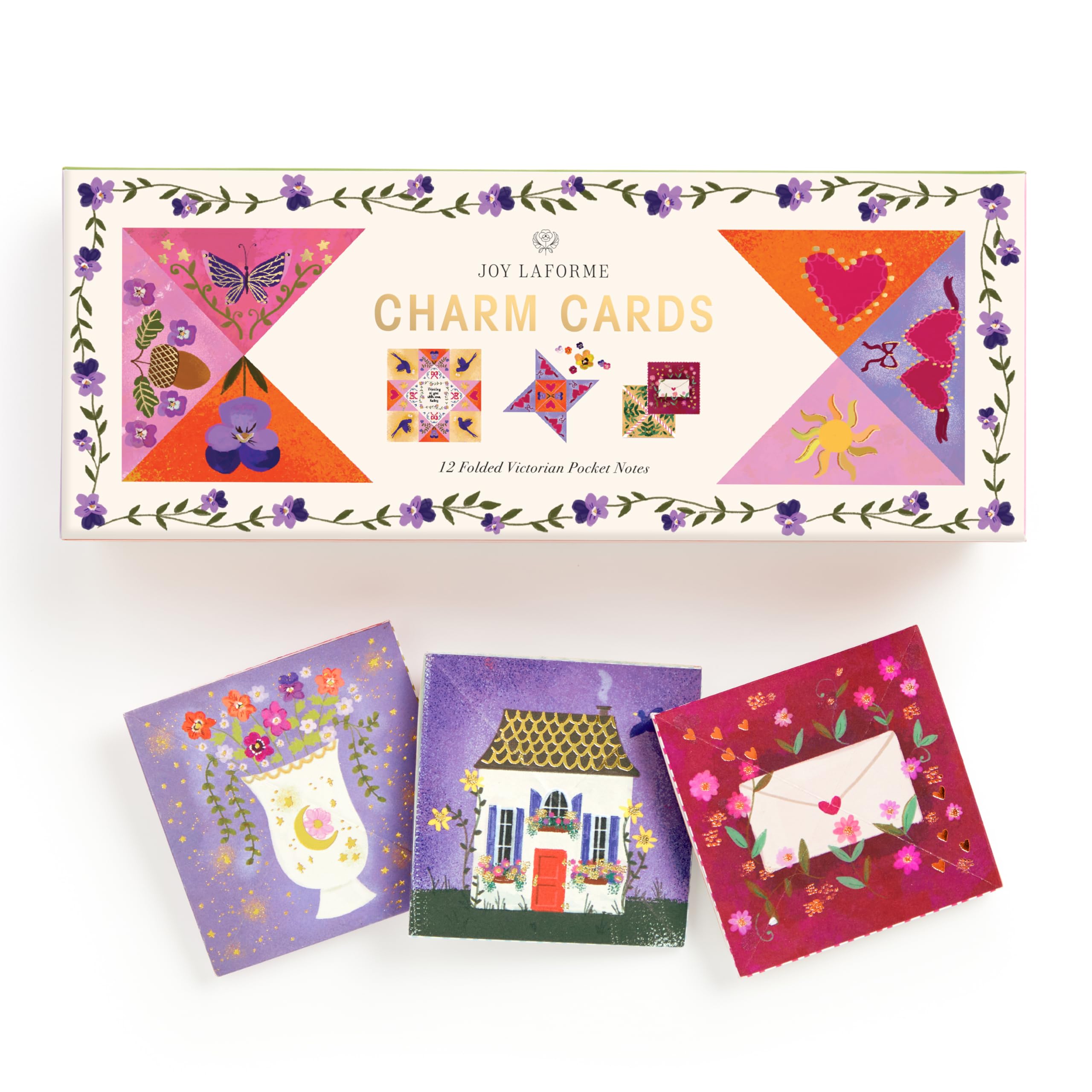 Galison Charm Cards – Joy Laforme Charm Card Set Including 12 Folded Notecards Featuring Beautiful Illustrations
