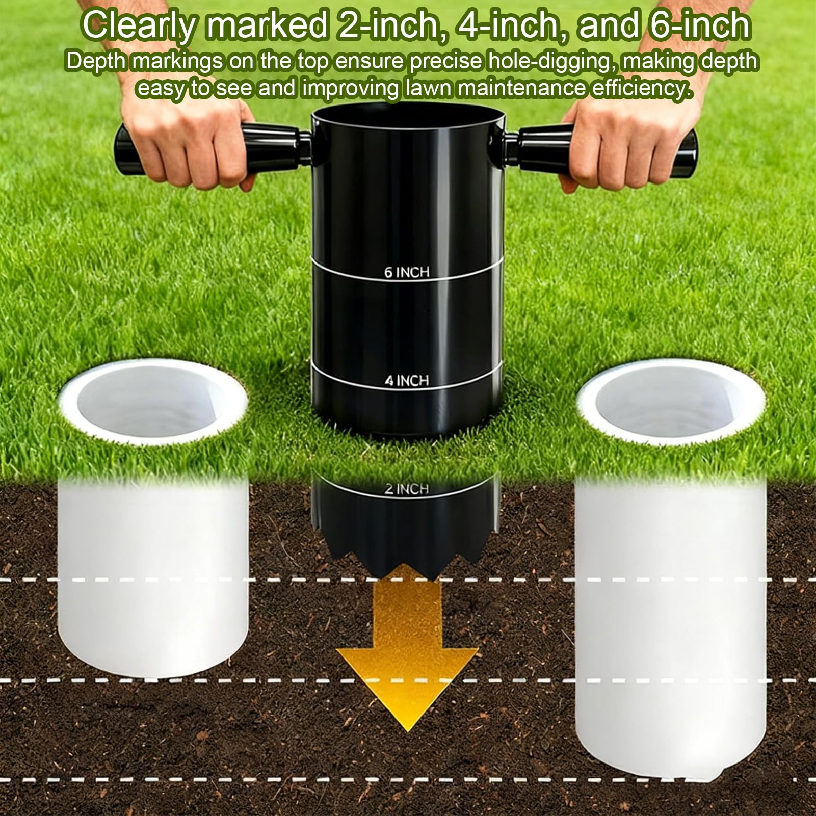Golf-Lochschneider – robuster Handbohrer zum Graben von Löchern | Abnehmbarer Griff Stanzmaschine | 2/4/15,2 cm Außenlöcher Bagger | für Outdoor Driving Range Course Hinterhof Garten Rasen Gras