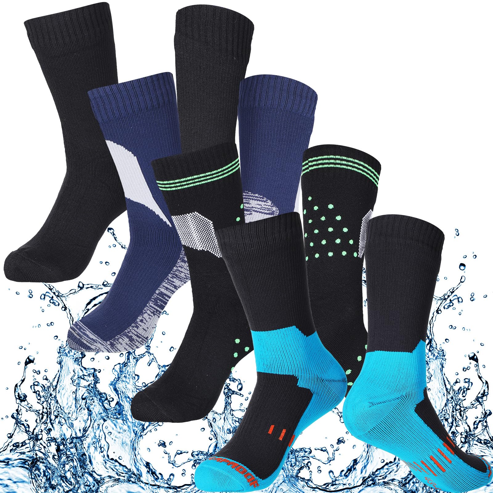 Jiuguva 4 Pairs Waterproof Socks for Men Women Unisex Breathable Outdoor Cycling Wading Running Hiking Skiing Socks
