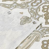 Vista 33 de Seville Farmhouse - Cortina de ducha moderna con estampado de rayas de poliéster, color amarillo, impermeable, cortina de baño, pequeña, 54 pulgadas