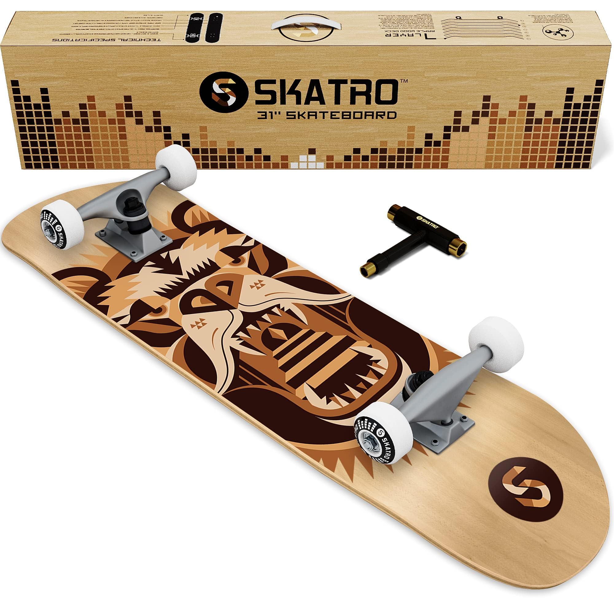 SKATRO - Pro Skateboard 31" Complete Skateboard. Skate Board ages: adults, boys, girls, beginners, and Kids