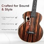 Caramel Ebony Wood Baritone Ukulele 30inch Wood LCD Color Display Electric Ukelele Kit Hawaiian Beginner Guitar Starter Pack Bundle Gig bag, Strap, Strings Set