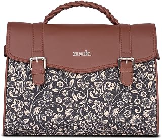 ZOUK Women's Konkona Heritage Satchel Bag | Jute | Vegan Leather Handcrafted With Detachable Sling Strap Price In India