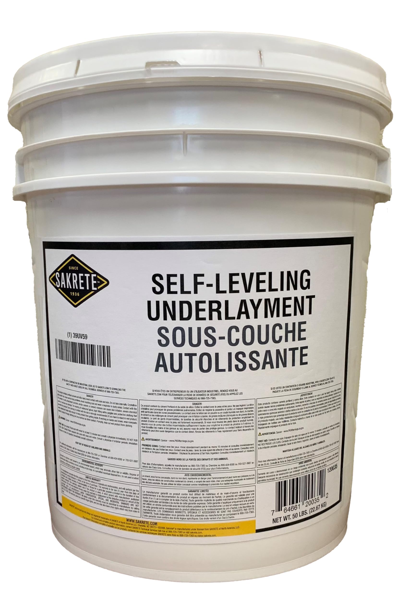 120035 Sakrete Self-Leveling Underlayment, Pail, 50 lb.
