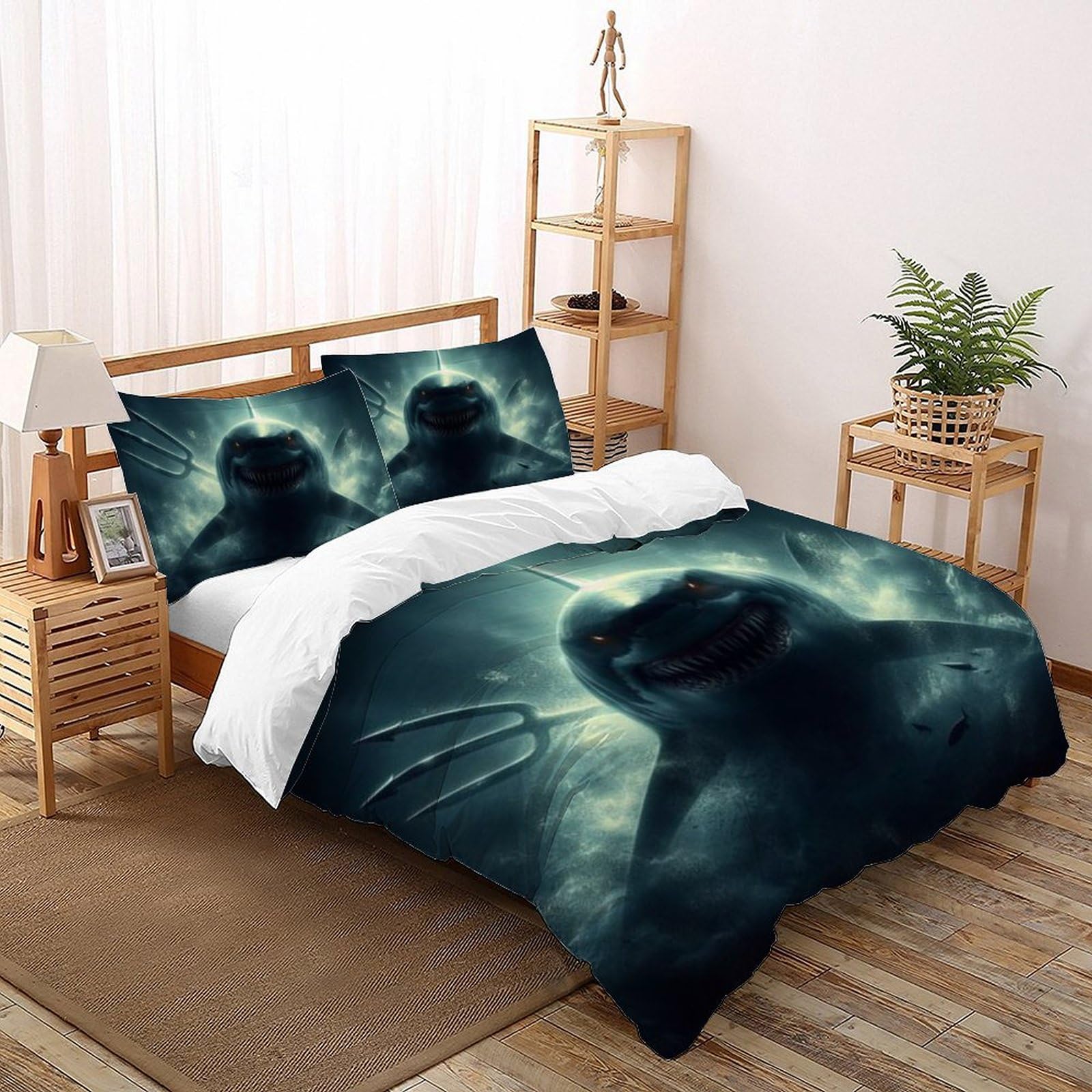 Housse de couette requin 260x220 pour chambre de garçon thème océan aquatique