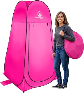 Wakeman Pop Up Changing Tent, 3.3 x 3.3 x 6.2ft, Camping Shower Tent for Portable Toilet Stall or Dressing Room with Carry Bag for Camping, Beach, or Tailgate, Polyester