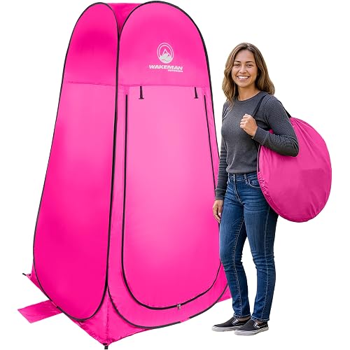 Wakeman Pop Up Changing Tent, 3.3 x 3.3 x 6.2ft, Camping Shower Tent for Portable Toilet Stall or Dressing Room with Carry Bag for Camping, Beach, or Tailgate, Polyester