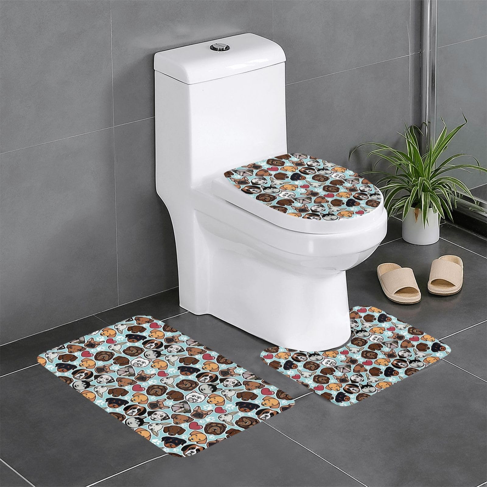 Tapis de sol flanelle chien 61x40,6 cm | Lot de 3 tapis antidérapants pour la maison
