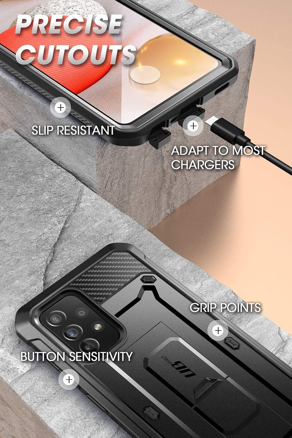 SUPCASE Outdoor Case for Samsung Galaxy A72 Mobile Phone Case Bumper Case 360 Degree Protective Cover [Unicorn Beetle Pro] with Integrated Screen Protector 2021 Edition (Black)