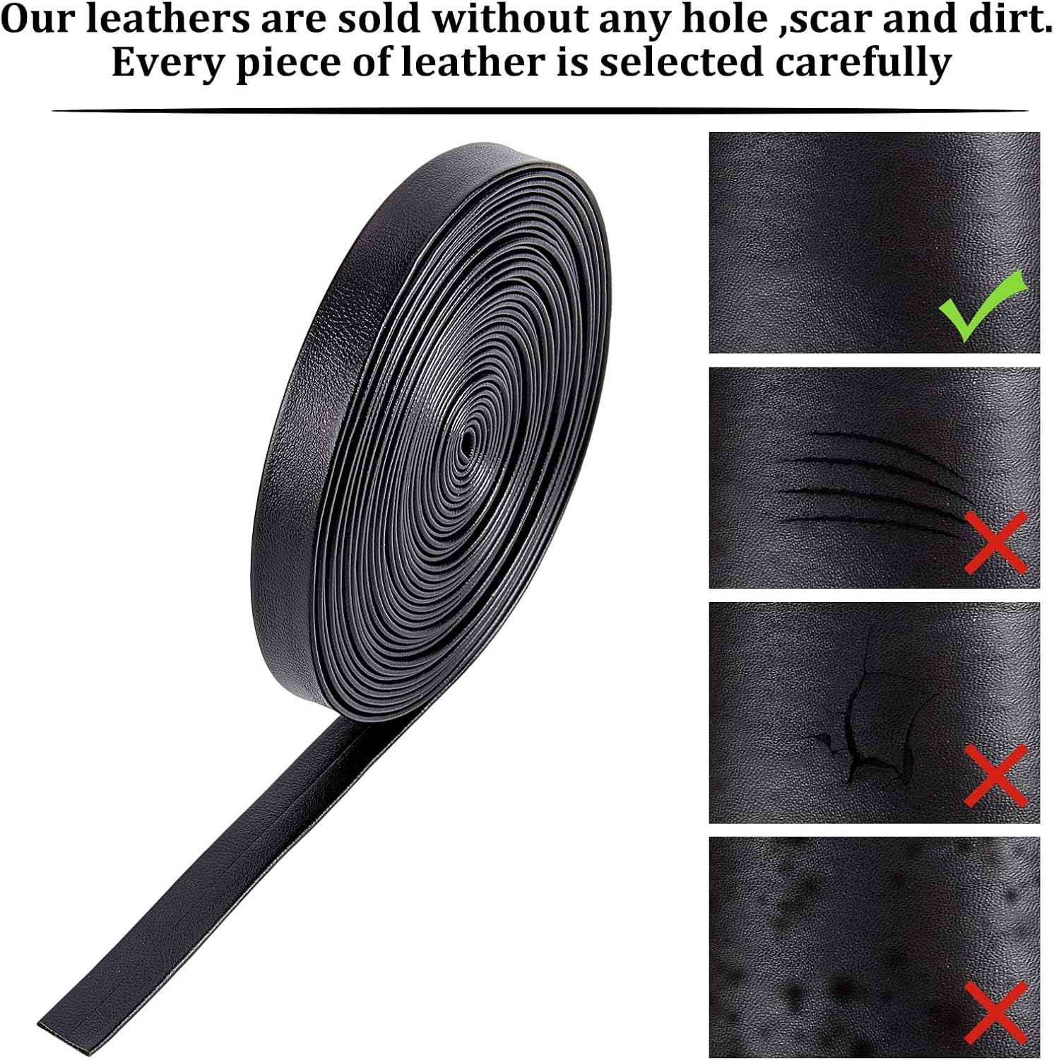 GORGECRAFT 5m Foldover Leather Strips Leather Trimming Tape Black Lychee Grained Imitation Leatherette Strap 10mm Wide Flat Leather Cord String for DIY Sewing Seaming Hemming Crafts Jewelry Making