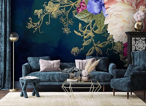 Miniatura 6 de Murwall Floral Wallpaper Bohemian Flower Wall Mural Mediterranean Home Decor Living Room Bedroom Entryway Cafe Design