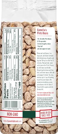 Camellia Brand Dried Pinto Beans Premium Heirloom Beans for Chile Con Carne, Soups, Stews, Chili & Mexican Dishes Non-GMO, Gluten-Free, High Protein, Vegan & Vegetarian Friendly, 1 Pound (Pack of 2)