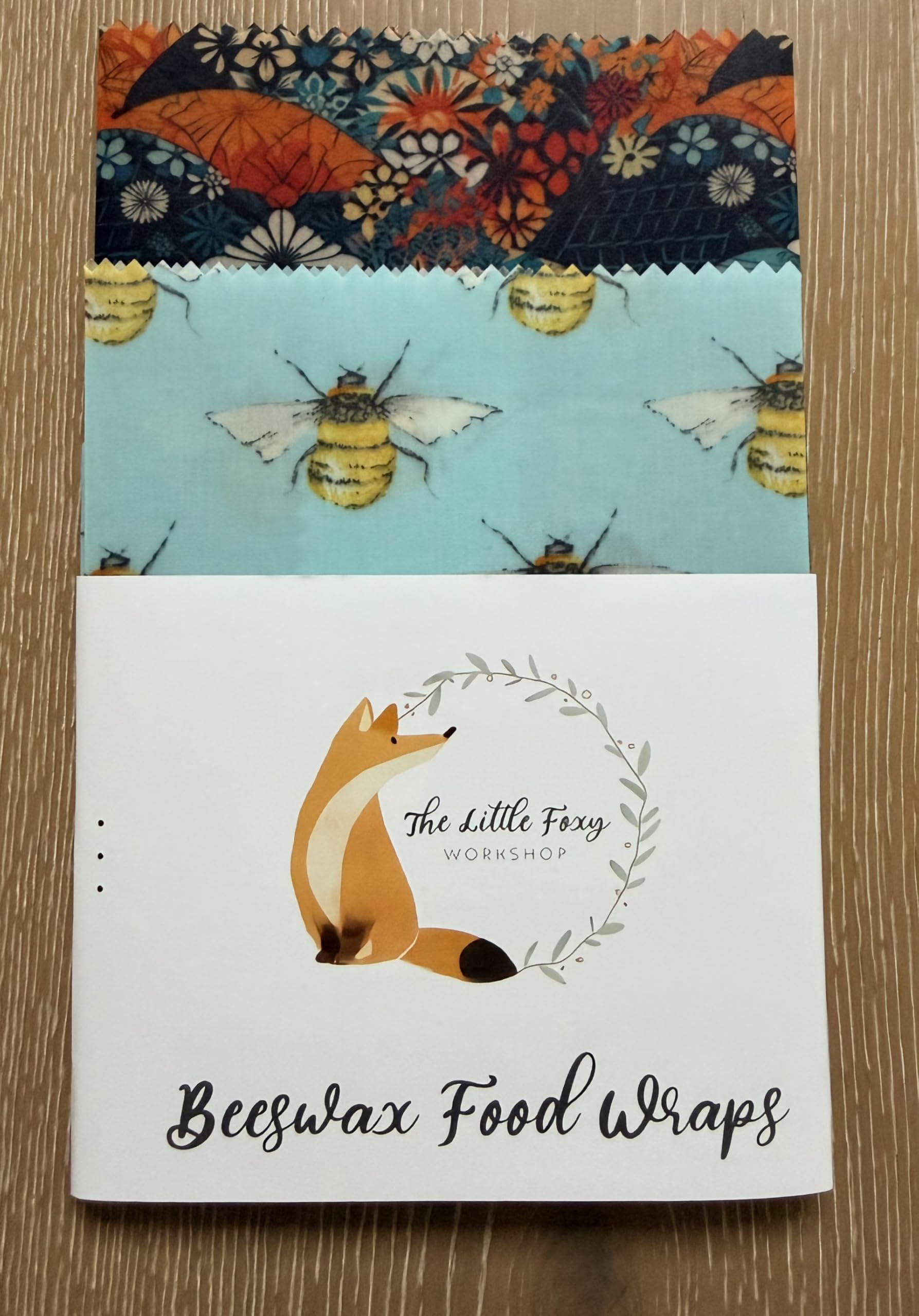Natural Reusable Beeswax Food Wraps - Size Large (30x30, 30x30 cm) -Set of 2 sheets beeswax wraps