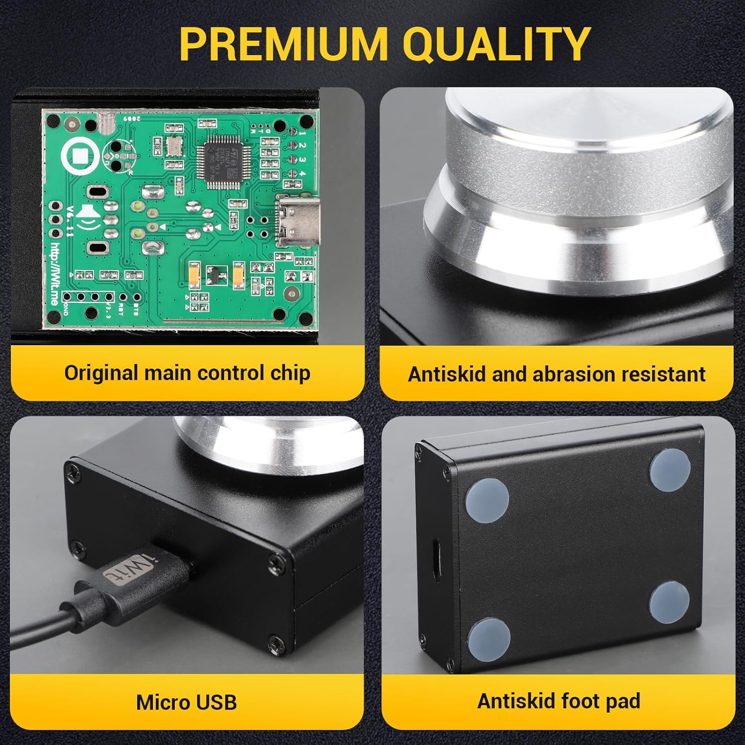 DROK USB Volume Knob, Small PC Computer Speaker Volume Control Audio External USB Volume Control Knob with 1-Key Mute Function Support Win7 8 10 XP Mac Vista Android, Black and Silver