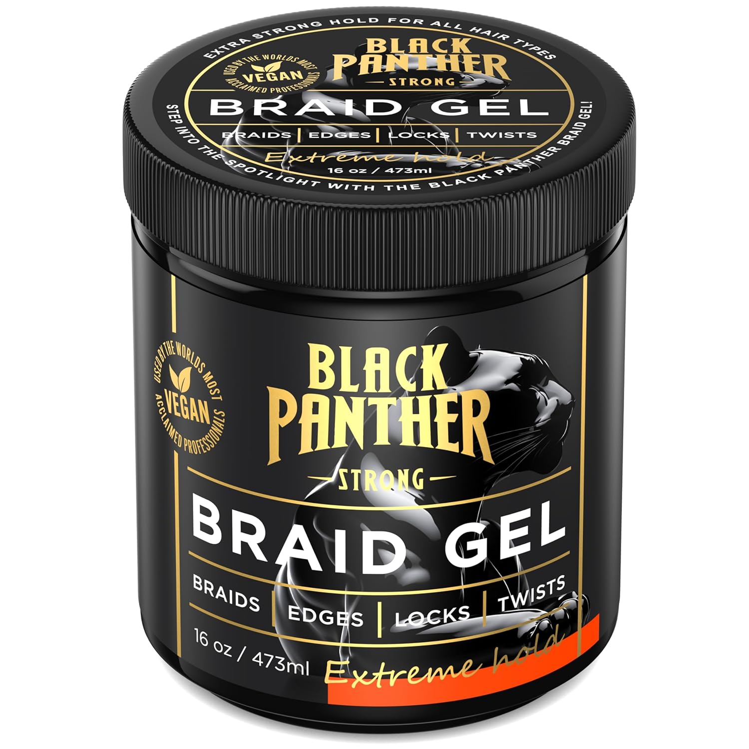 Black Panther Braid Gel | Extreme Hold, | Enriched With Multivitamins I No Flaking or Drying | Long Lasting for Braids, Locs, Twists, Cornrows, Protective Styles, Smooths & Tames Frizzes