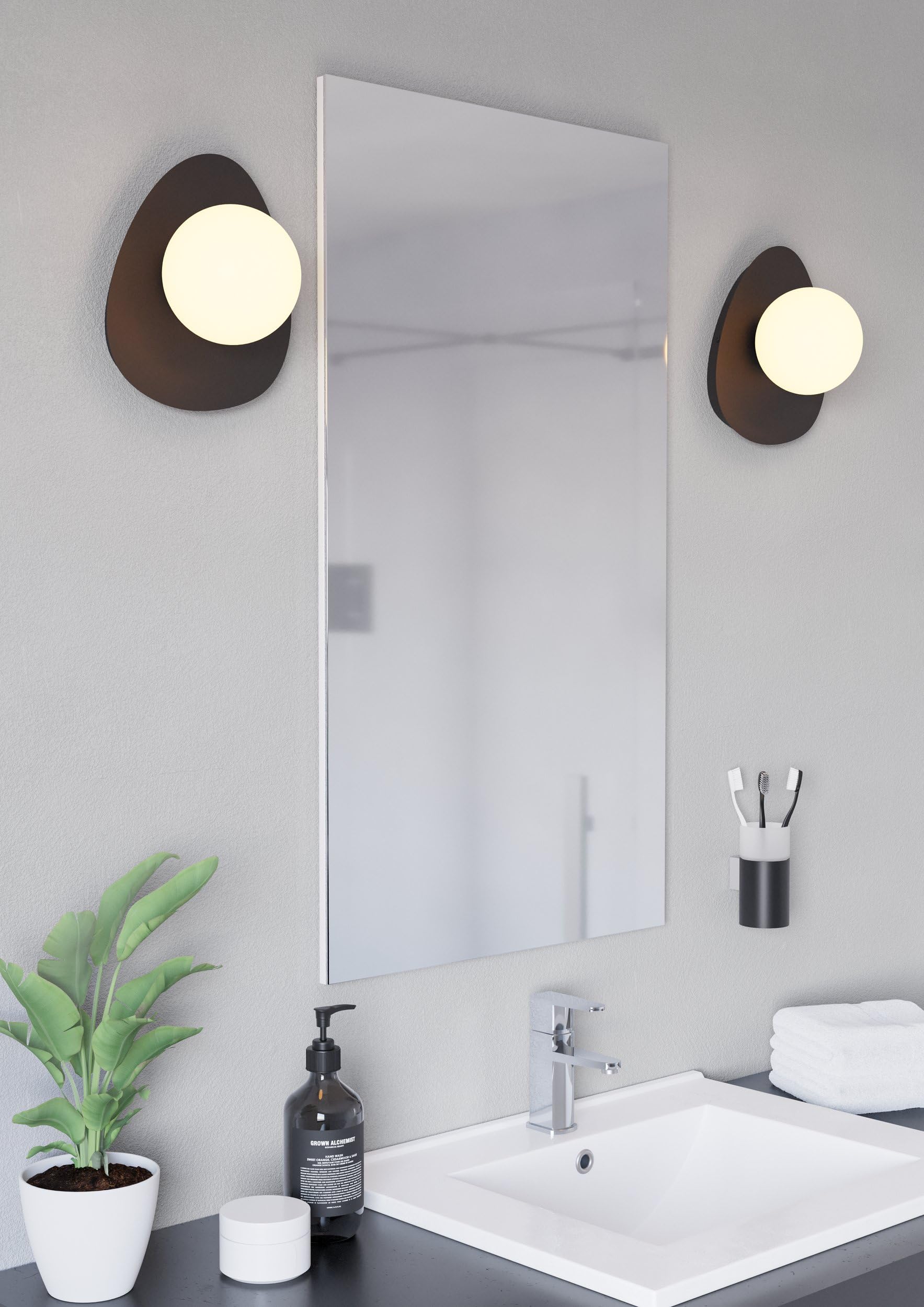 Eglo LED lámpara de pared Castrivido, luz para baño, iluminación de pared | en metal negro con esfera de vidrio blanca, incluye bombilla G9 foco cálida, IP44