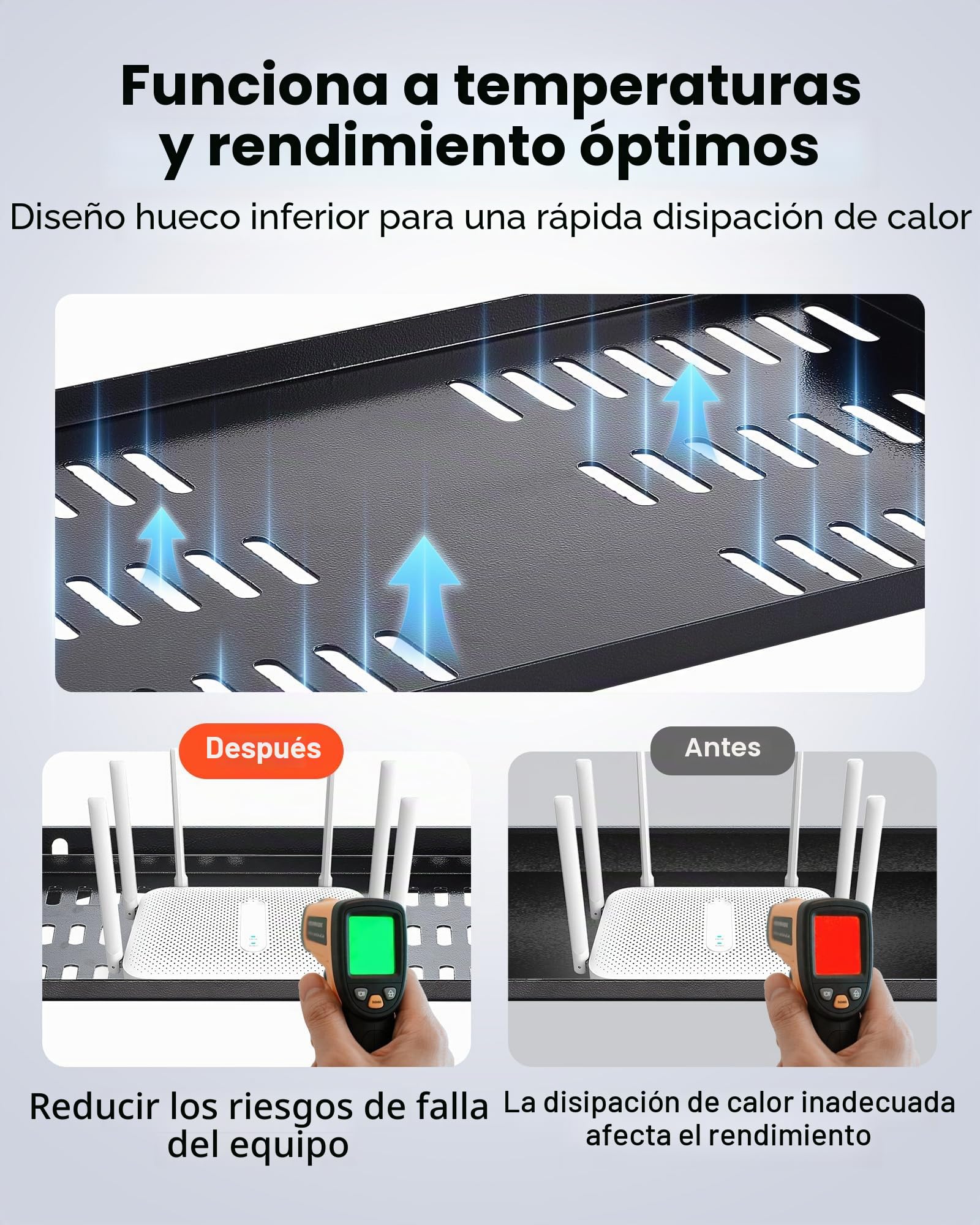 VEVOR Estante para Rack de Servidor de 1U, 4 Unidades, Capacidad de Carga Máxima de 22,68 kg, Ventilación en Voladizo, 25,4 cm de Profundidad, para Equipos de Red Informática con Gabinete de 48,26 cm