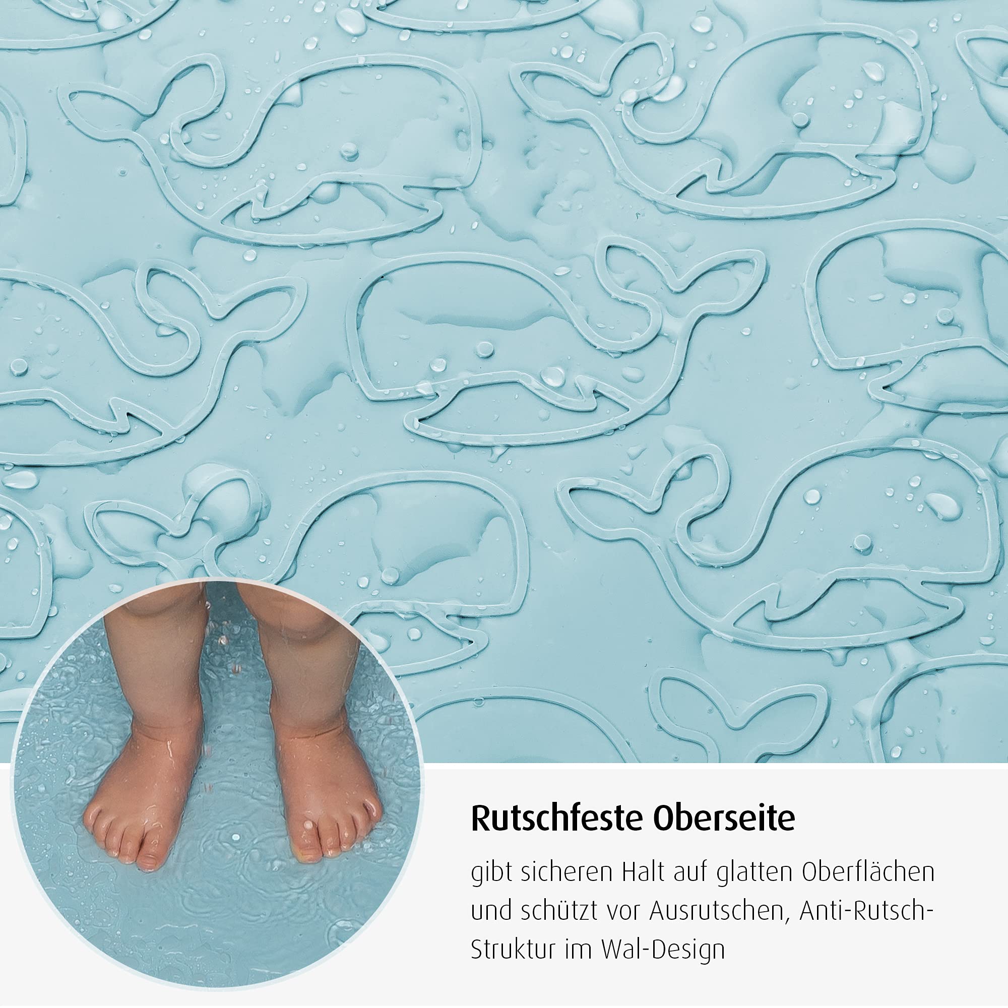reer MyHappyBath Mat XL - Tappetino da bagno per bambini, superficie antiscivolo con motivo di bosco, 97 x 36 cm