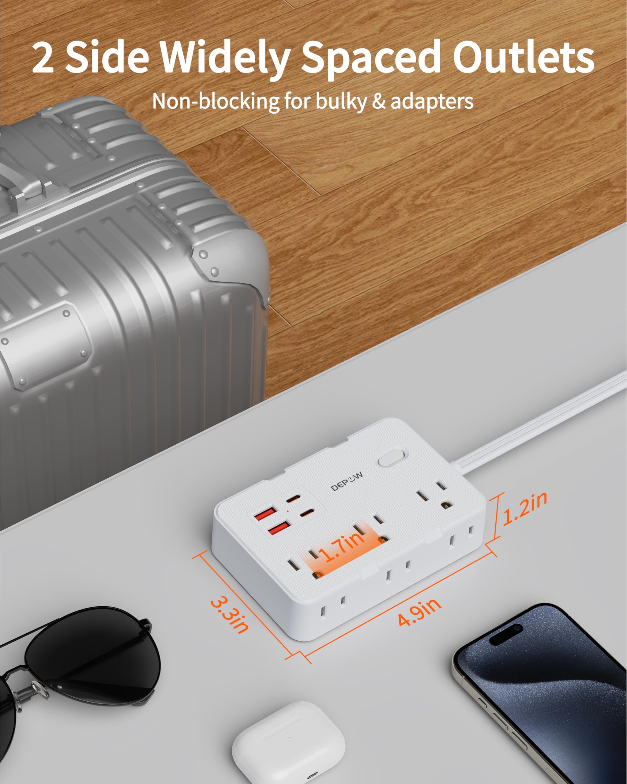 DEPOW Power Strip, cable de extensión de 3 pies