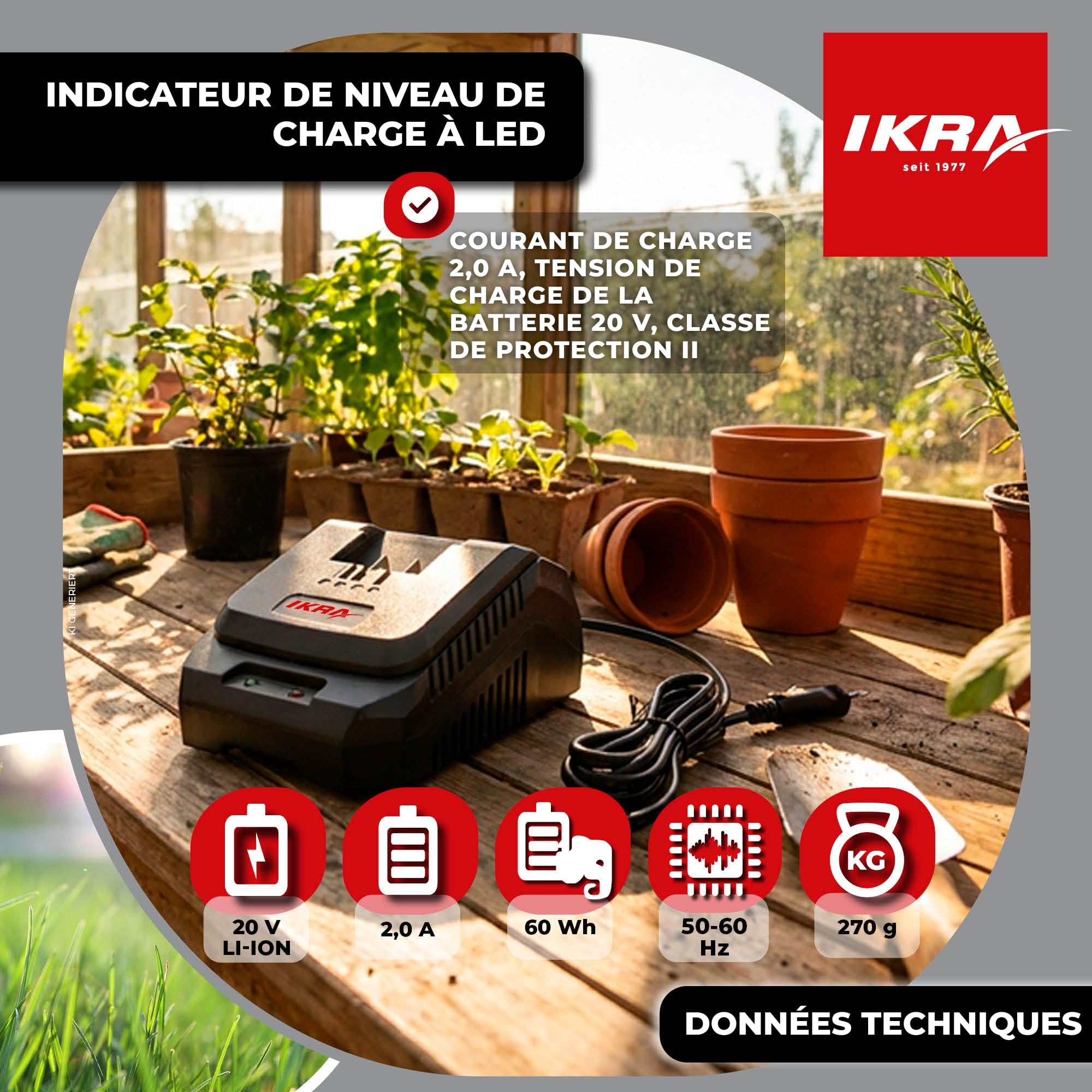 IKRA chargeur rapide 20V batterie charger turbo