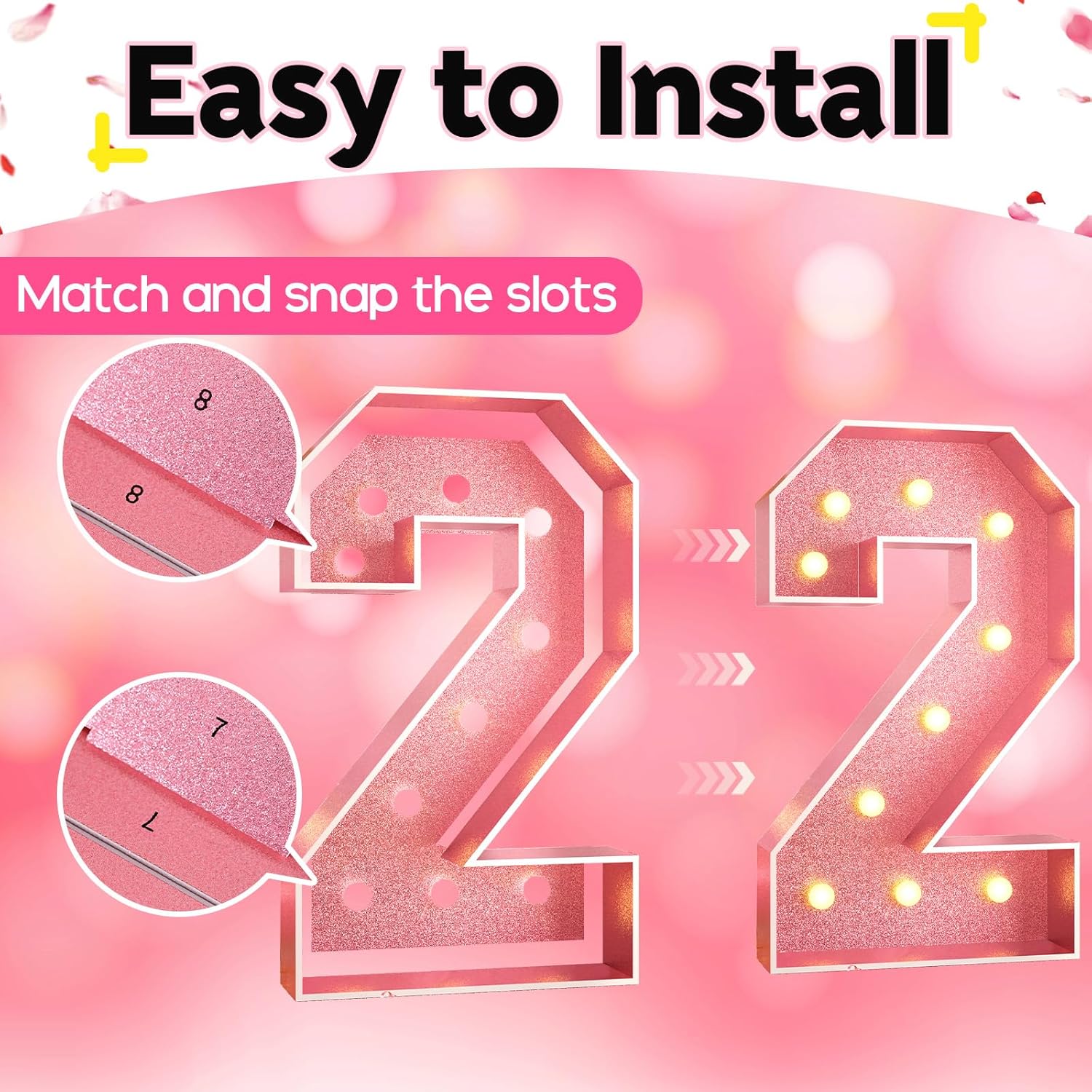 HILAVO Marquee 2025 Number Light Up Number 4FT, Large Light Up Numbers for Party, Big Number Light Up Number 4 Feet Tall DIY Frame Pre-Cut Foam Board Kit for New Year Graduation Anniversary