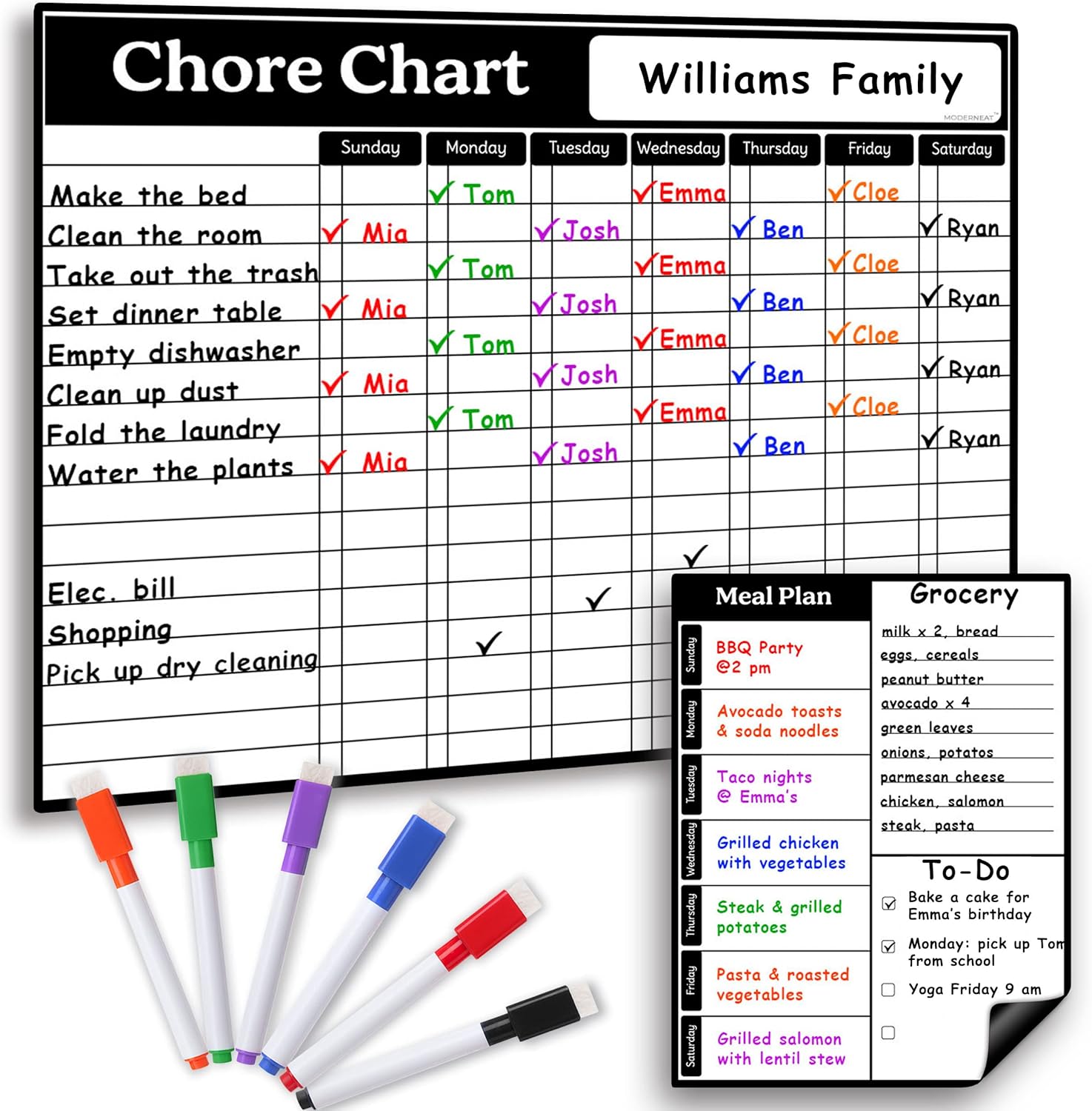 Amazon.com : Magnetic Chore Chart Dry Erase Whiteboard Set - Chores ...