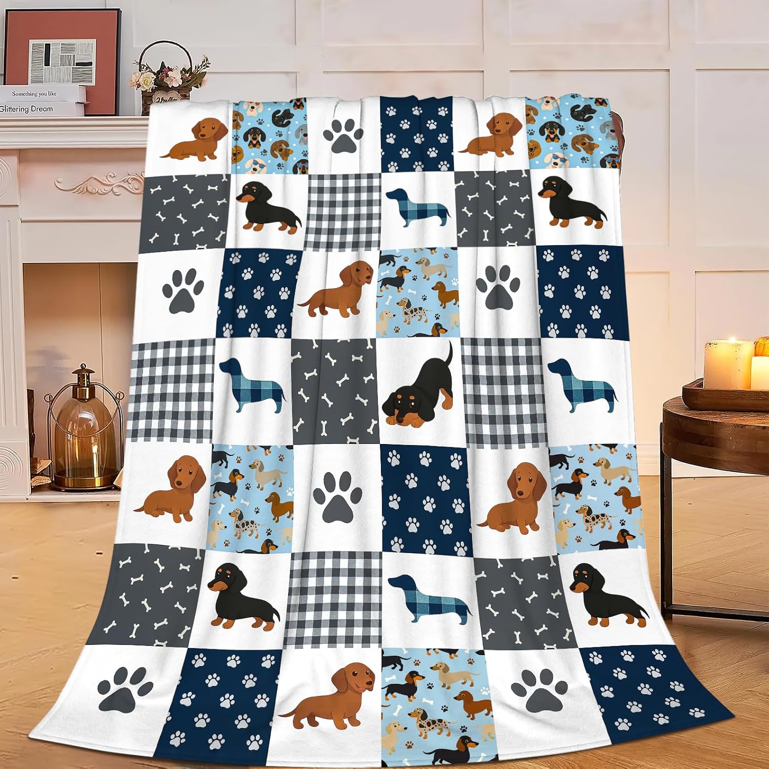 Dachshund Blanket Super Soft Warm Fluffy Fleece Flannel Dog Throw Blanket Cozy Fuzzy Plush Stuff Bedding Blankets Gifts for Women Kids Boys Girls Adults 50"X40"