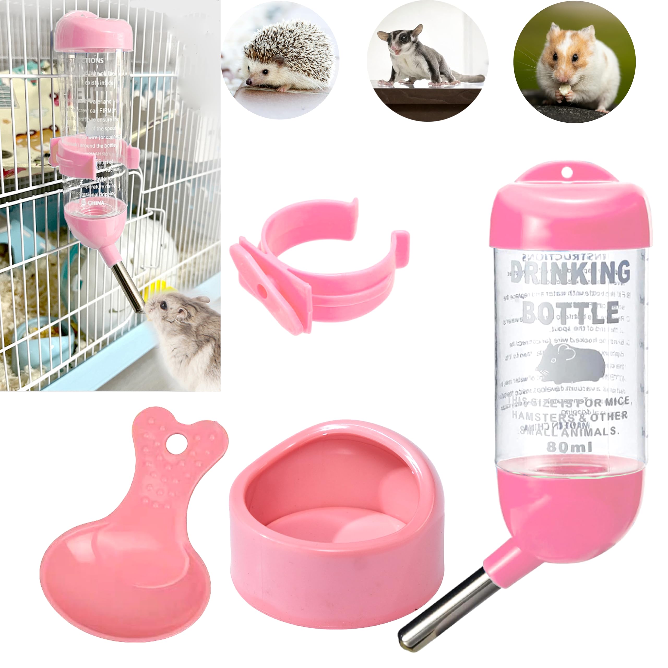 Gerbil Water Bottle Hamster Water Bottle And Hamster Food Bowl