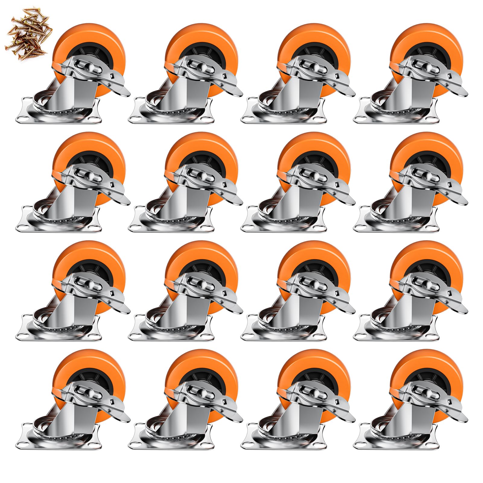 1.5" Swivel Plate Casters - Set of 8 -13