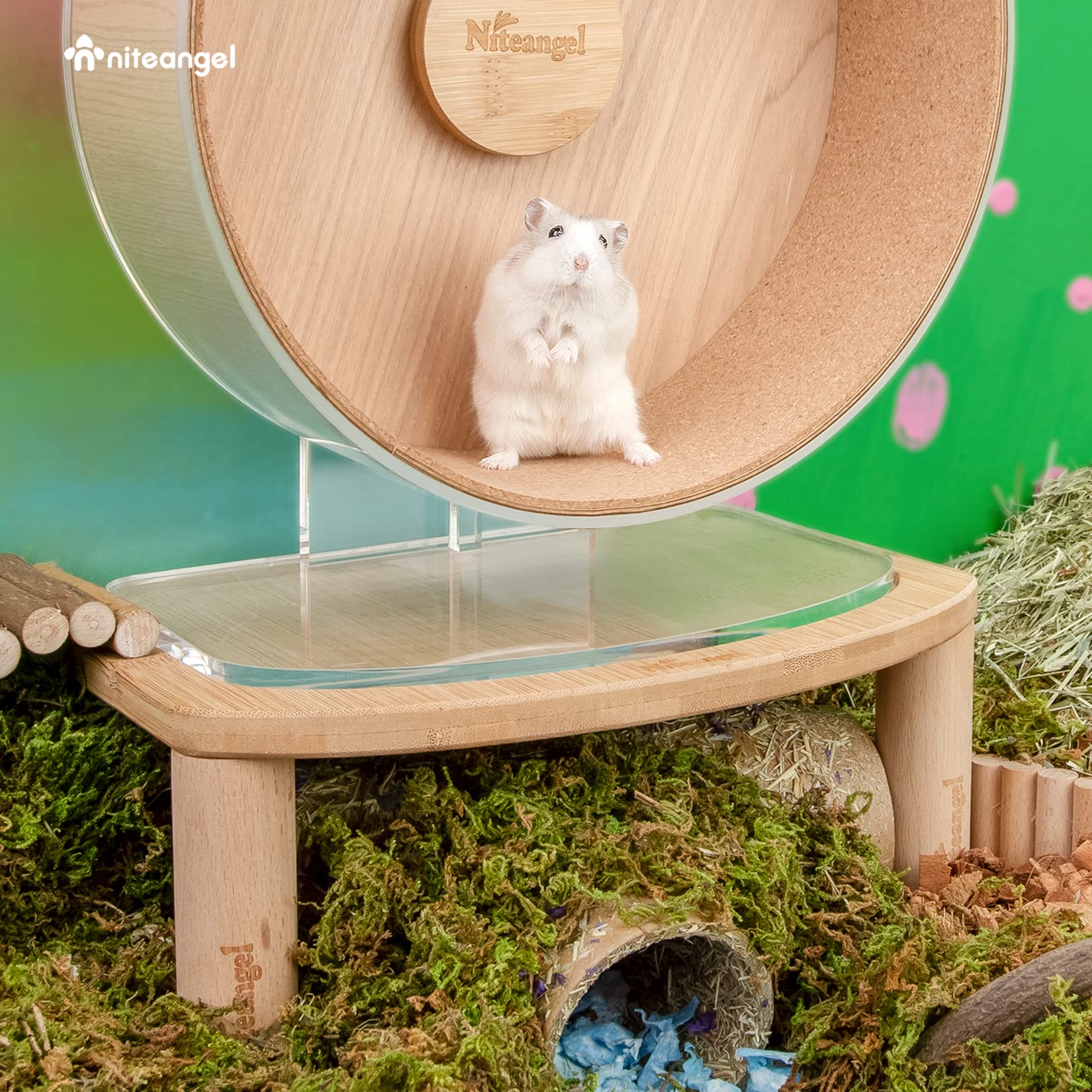 Niteangel Anti-Slide Super-Silent Acrylic Wooden Cloud Series Hamster Wheel Platform - image 4