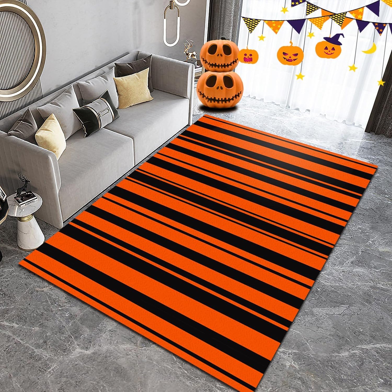Tapis de zone 140x200 cm à rayures géométriques colorées pour salon