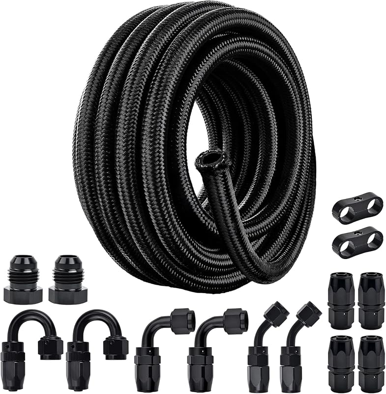Kit de Mangueira de Combustível 4AN EVIL ENERGY com Malha de Nylon e Aço Inoxidável – 6,10 m