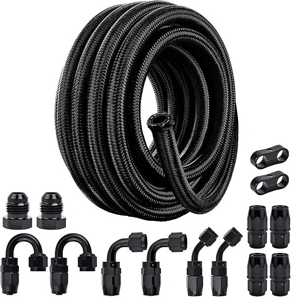 EVIL ENERGY 10AN Fuel Line Kit, 10AN Hose Kit 20FT Nylon Braided Fuel Line Hose Fitting Kit CPE Fuel Hose