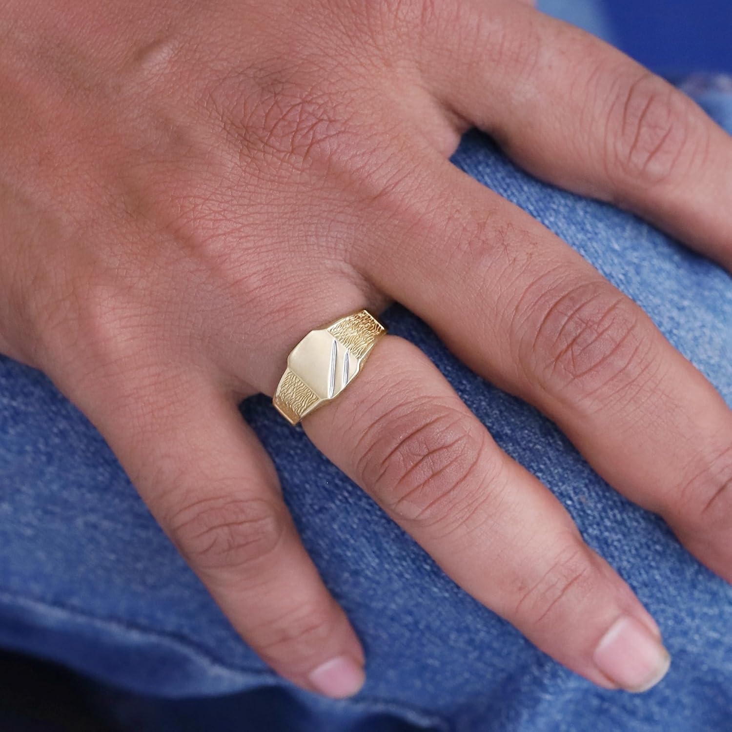 AFFY Mens Two Tone Zeus Signet Ring In 14K Gold Plated 925 Sterling Silver Or 10K Solid Gold