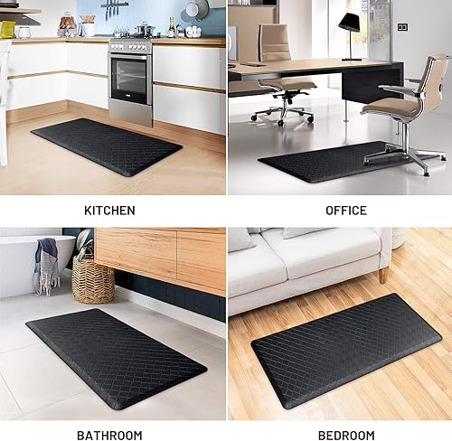 Vista 80 de HappyTrends - Tapete acolchado antifatiga de 17.3 x 28 pulgadas, grueso, impermeable, antideslizante, resistente, ergonómico, cómodo, para cocina