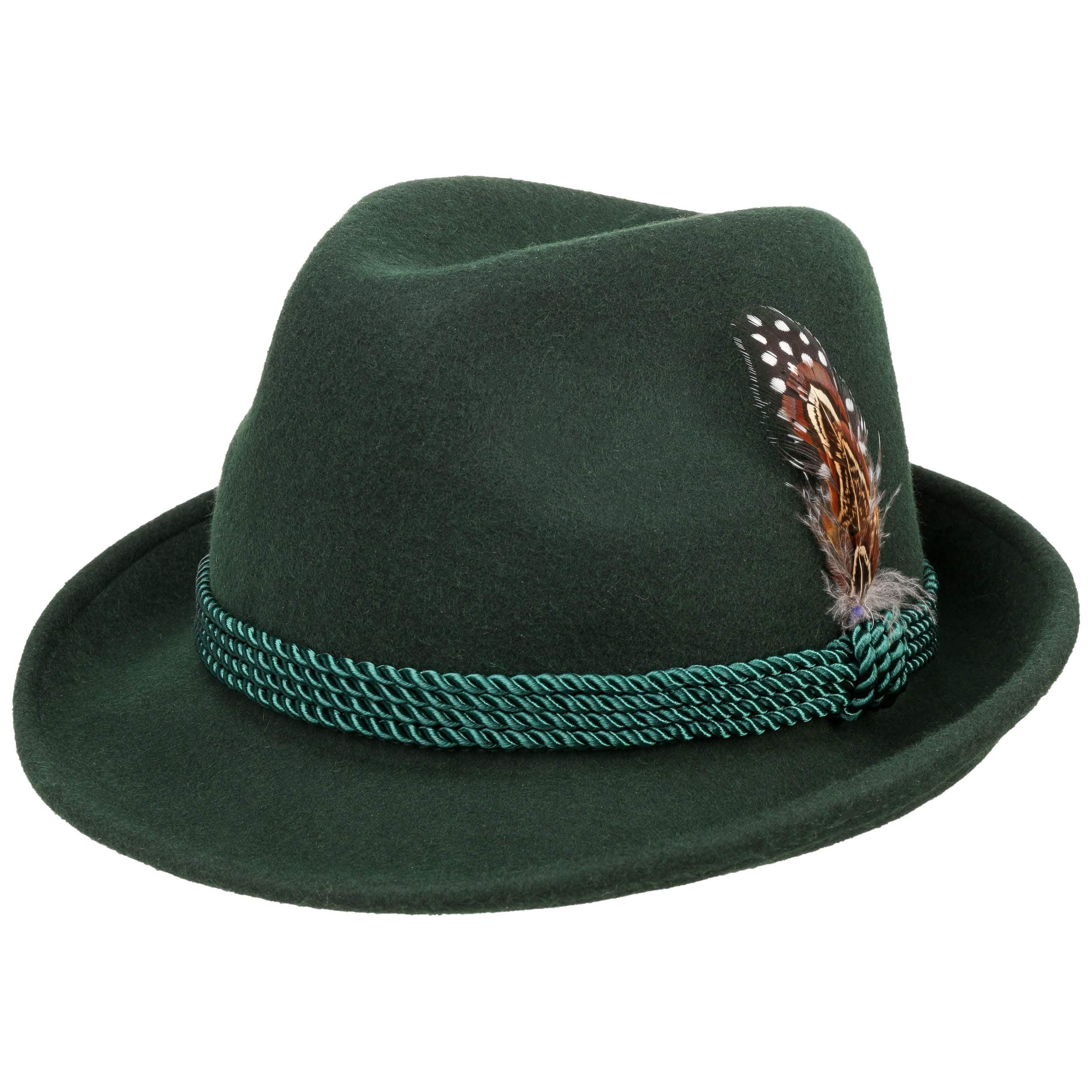 Lipodo Trachtenhut Trilby Wollfilz Fedora Tiroler Damen Herren Sommer Winter