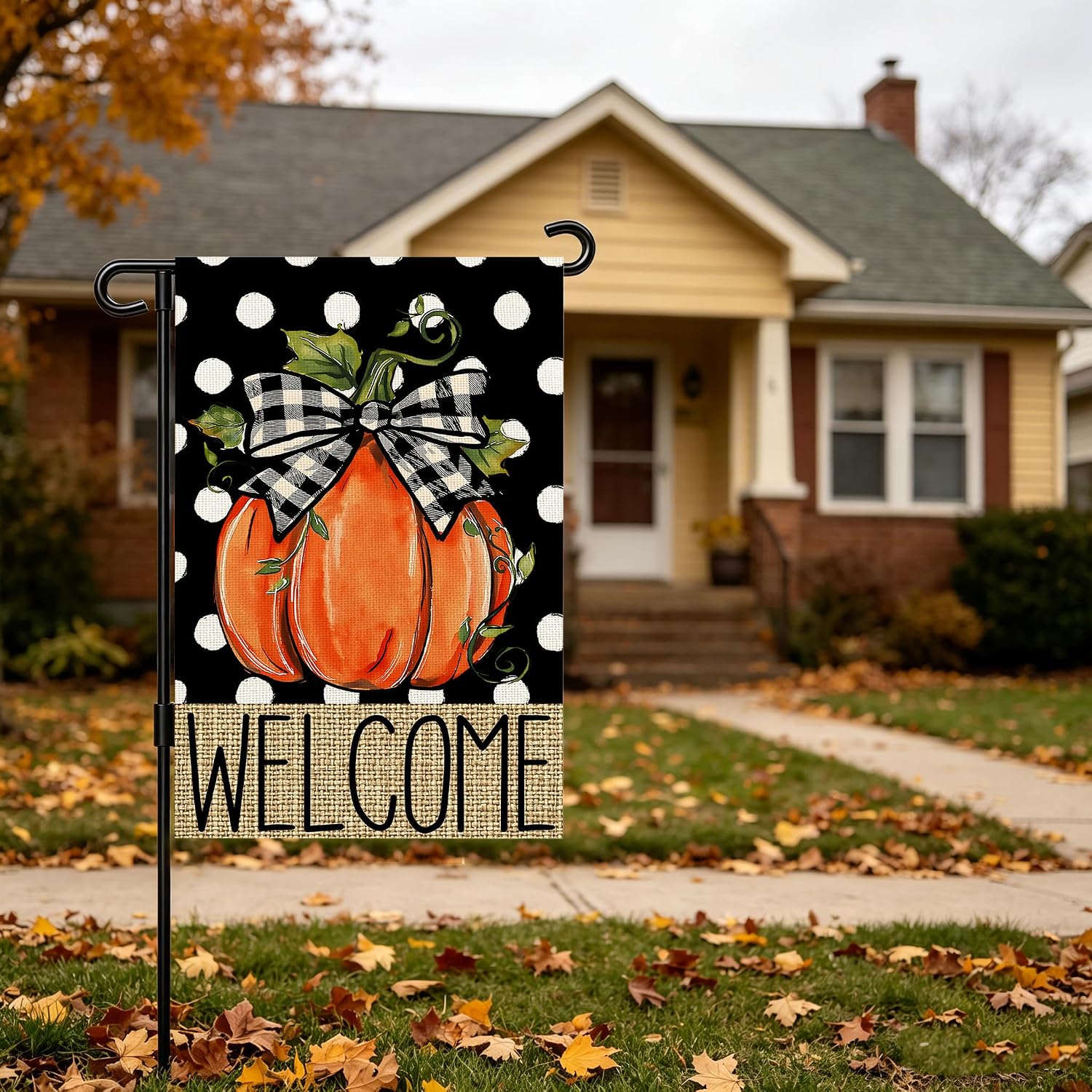 Fall Garden Flag 12x18 Inch for Outside Fall Decorations Outdoor Yard Sign Double Sided Welcome Pumpkin Banner for Thanksgiving Autumn Decor