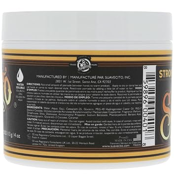 Suavecito Pomade Firme (Strong) Hold 4 oz, 1 Pack - Pomade For Men - Medium Shine Water Based Wax Like Flake Free Hair Gel - Easy To Wash Out - All Day Hold For All Hair Styles