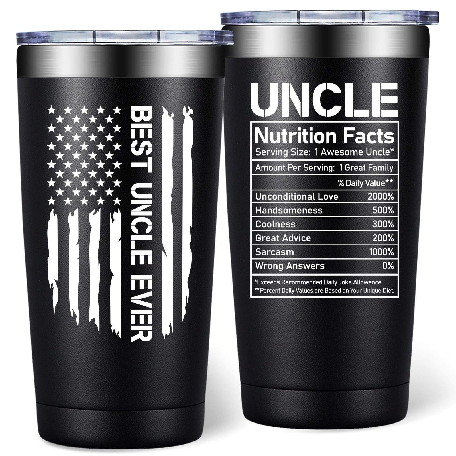 Uncle Gifts - Fathers Day Gift for Uncle from Niece, Nephew - Christmas, Birthday Gifts for Uncles Men Him - 20oz Tumbler