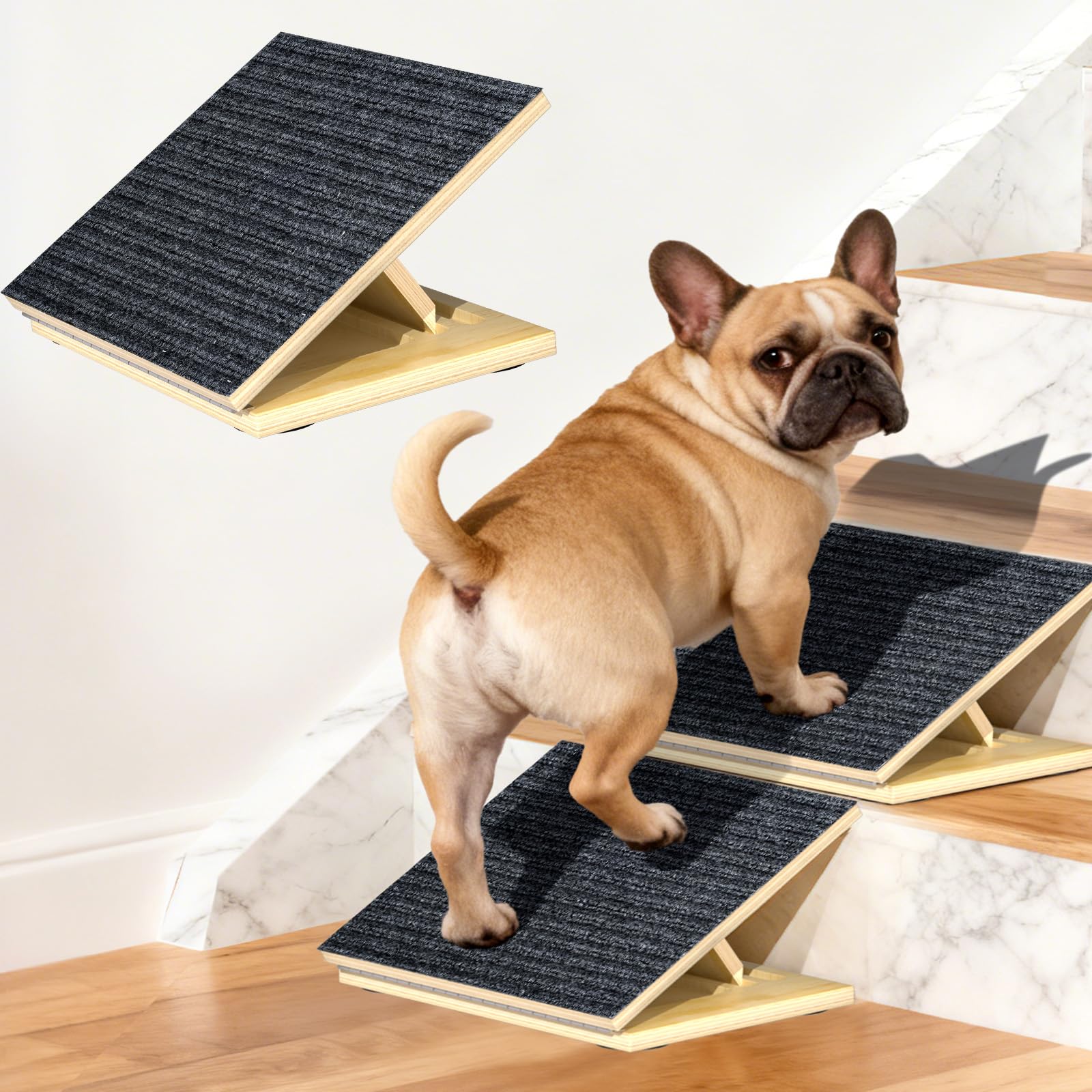 Photo 1 of TNELTUEB 2 Pack Upgraded Dog Ramps for Stairs, Adjustable Stair ramp for Dogs,Portable Dog Stairs with Mat for Small Dogs and Cats, Non-Slip Pet Steps for Elderly or Injured Pets