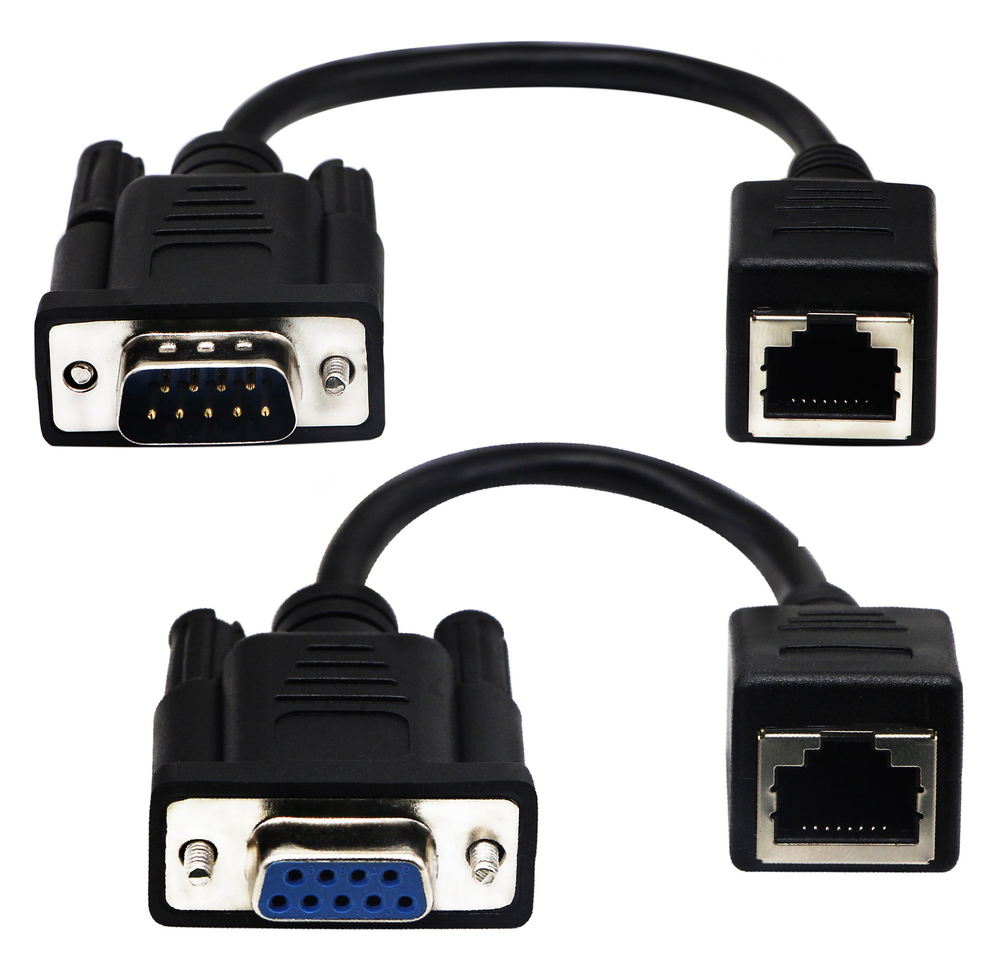 zdyCGTime RJ45 vers RS232 Câble, Port série DB9 9 Broches Femelle et Mâle vers RJ45 Femelle Cat5/6 Ethernet/LAN Console (18 cm/1
