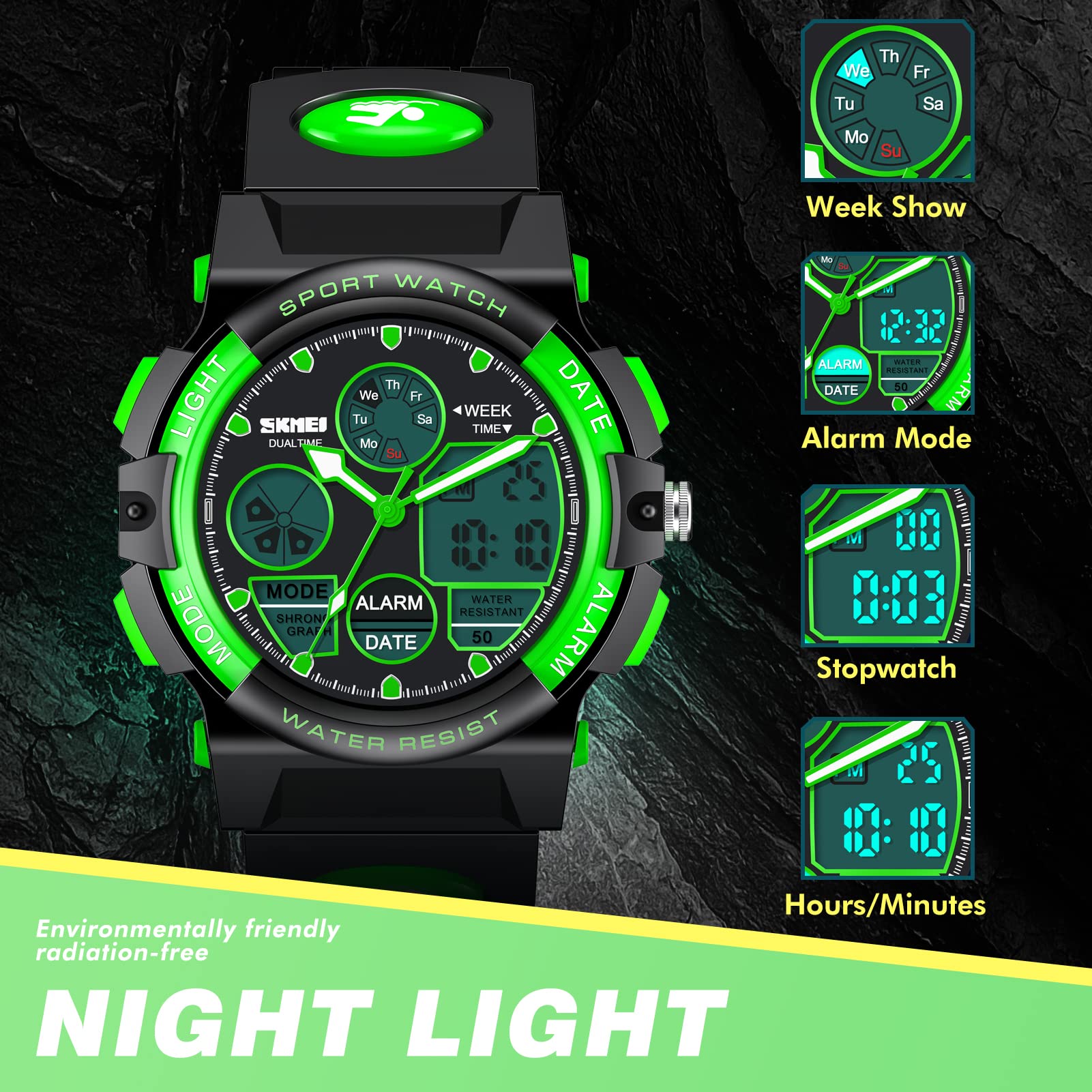 Dislocati Orologio Digitale Bambino, Orologio Sportivo Multifunzionale Impermeabile, Regali per Bambini e Ragazzi