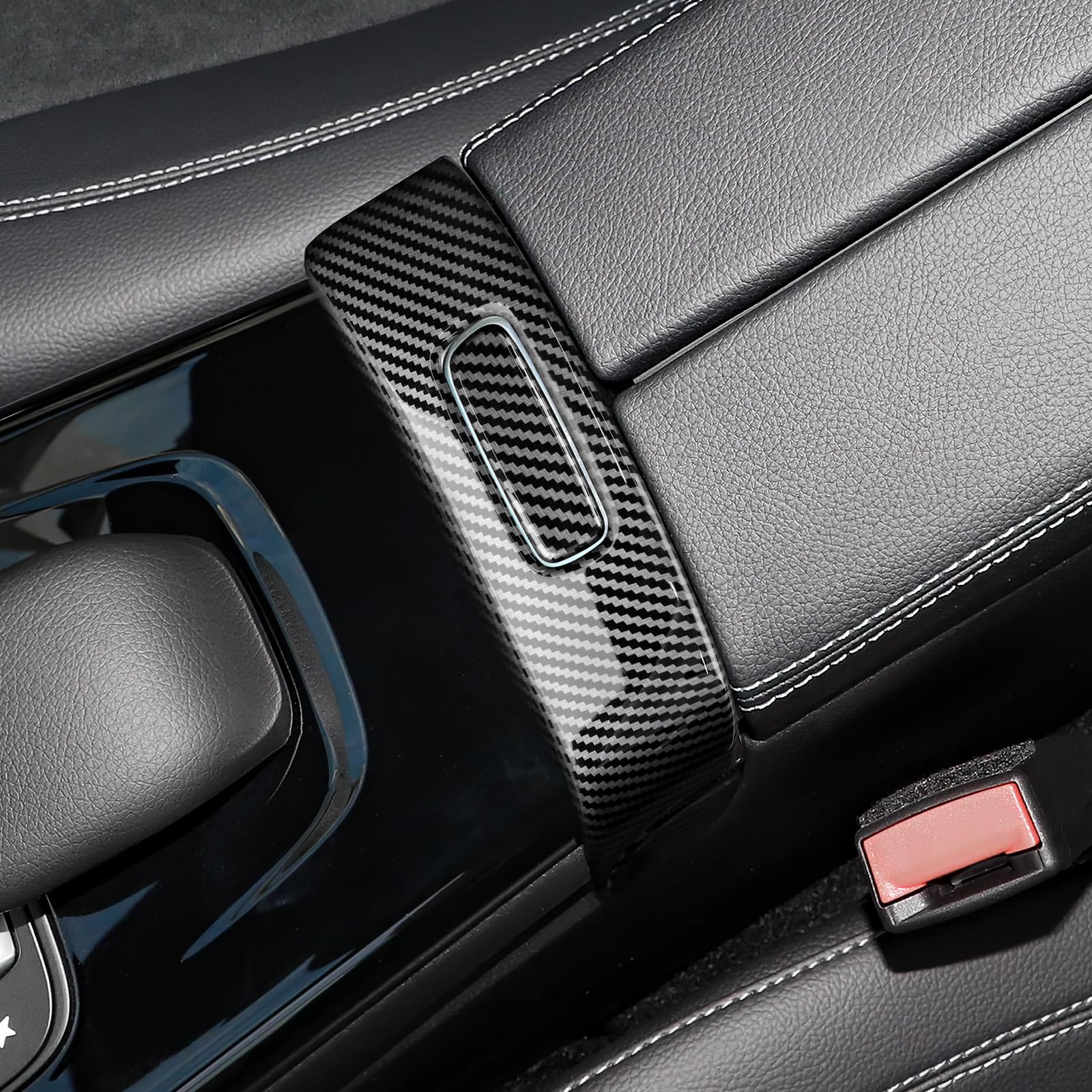 KUNGKIC ABS Auto Control Central Reposabrazos Caja Marco Pegatinas Decorativas Compatible con Mercedes Benz A B CLA GLB GLA Clase W177 W247 C118 X247 H247 2020-2022 Accesorios Fibra de Carbono