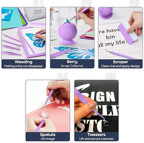 Miniatura 4 de iVyne Kit de herramientas de deshierbe de vinilo de alta calidad y recolector de desechos de deshierbe herramientas de agarre suave con bayas,