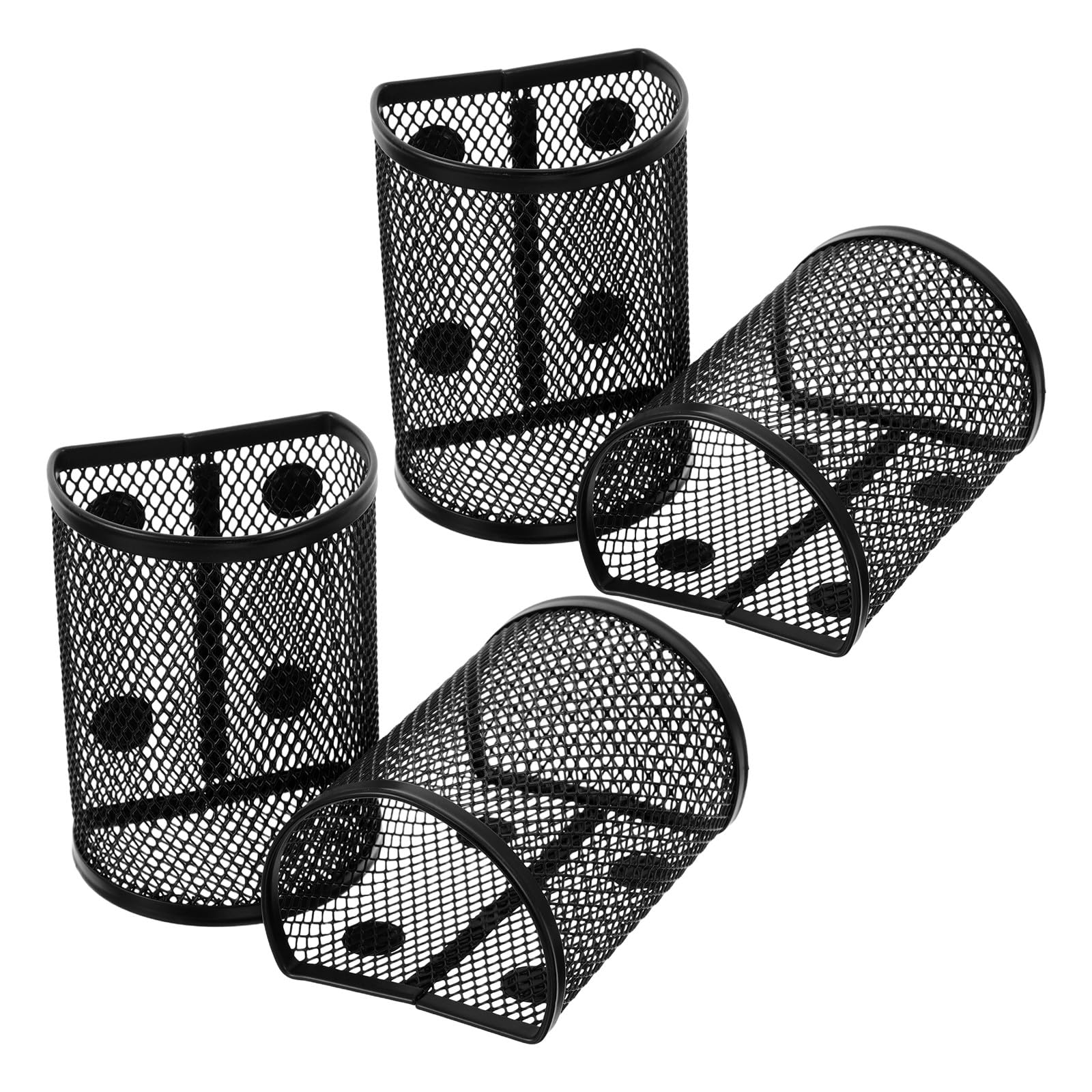 Panier à crayons magnétique Alipis en fer noir avec compartiments séparés, lot de 4